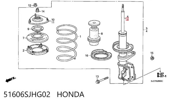 Amortyzator przedni lewy 51606SJHG02 Honda