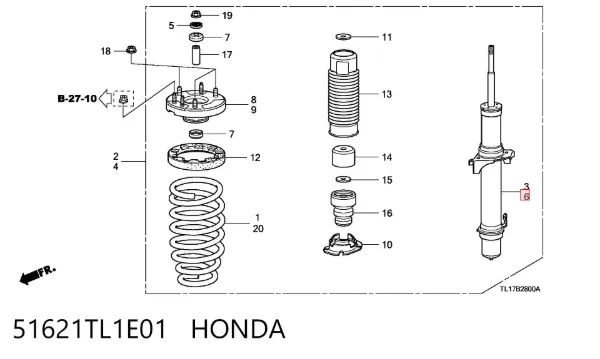 Amortyzator przedni lewy 51621TL1E01 Honda
