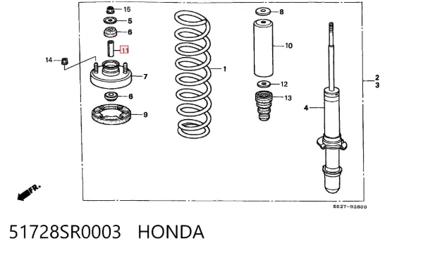Tuleja trzpienia amortyzatora tylnego 51728SR0003 Honda