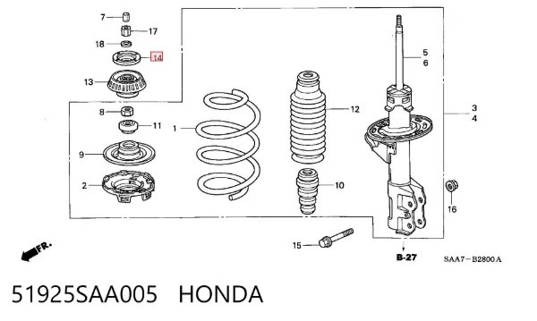 Poduszka amortyzatora przedniego 51925SAA005 Honda