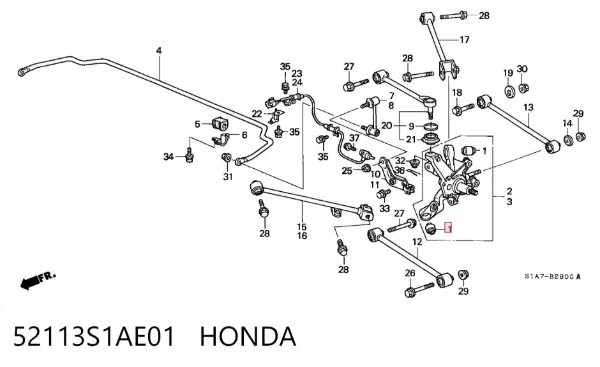 Silentblock wahacza tylnego dolnego 52113S1AE01 Honda