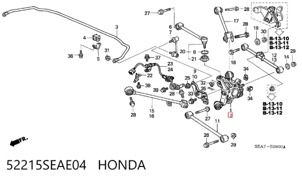 Czop (zwrotnica) tylny prawy 52215SEAE04 Honda