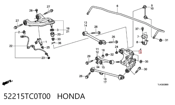 Czop (zwortnica) tylny lewy 52215TC0T00 Honda