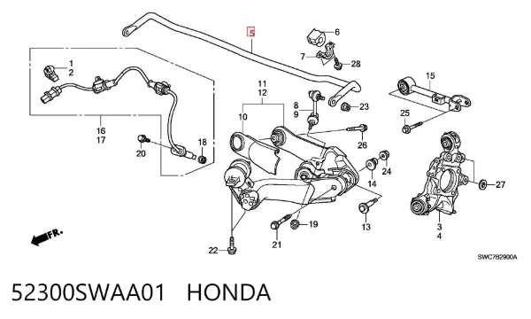 Stabilizator tylny 52300SWAA01 Honda