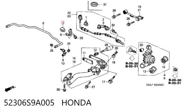 Tuleja stabilizatora tylnego 52306S9A005 Honda