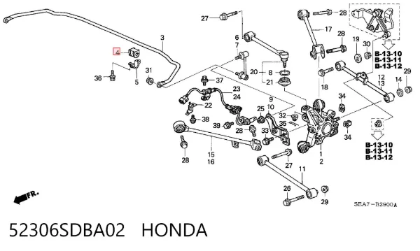 Tuleja stabilizatora tylnego 52306SDBA02 Honda
