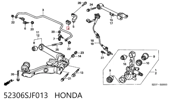 Tuleja stabilizatora tylnego 52306SJF013 Honda