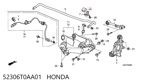 Tuleja stabilizatora tylnego 52306T0AA01 Honda