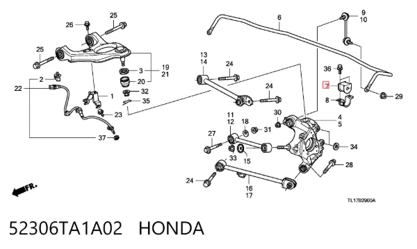 Tuleja stabilizatora tylnego 52306TA1A02 Honda
