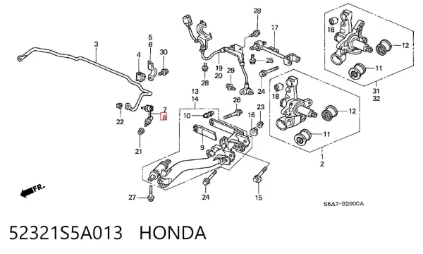 Łącznik stabilizatora tylnego lewy 52321S5A013 Honda