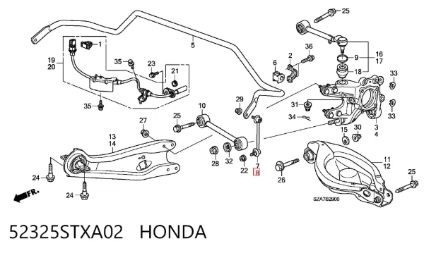 Łącznik stabilizatora tylnego lewy 52325STXA02 Honda