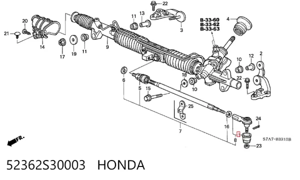 Osłona końcówki kierowniczej 52362S30003 Honda