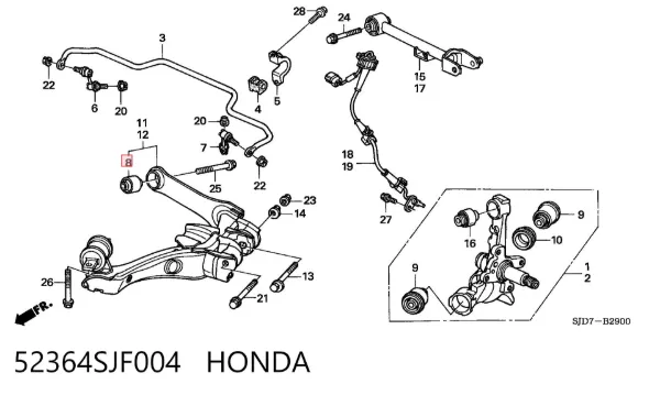 Silentblock wahacza tylnego dolnego 52364SJF004 Honda
