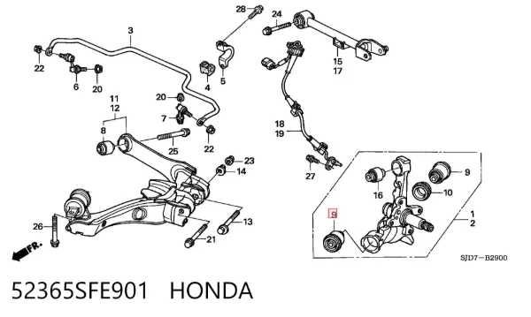 Silentblock czopu tylnego 52365SFE901 Honda