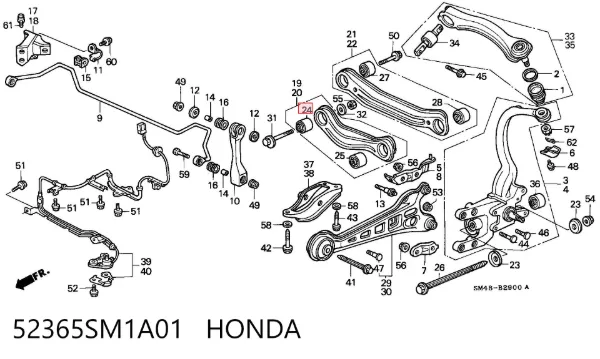 Silentblock wahacza tylnego dolnego 52365SM1A01 Honda