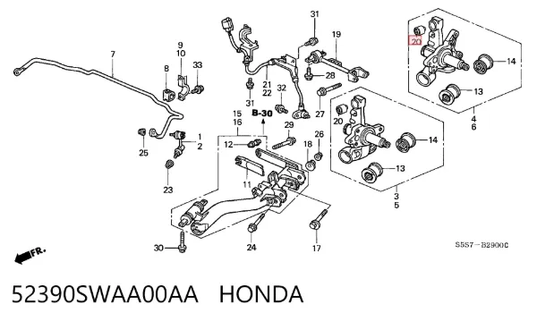 Silentblock wahacza tylnego górnego 52390SWAA00AA Honda