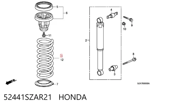 Sprężyna tylna Honda Pilot II