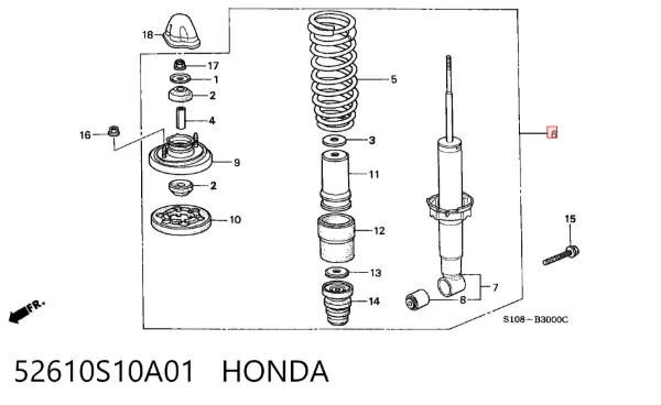 Amortyzator tylny 52610S10A01 Honda