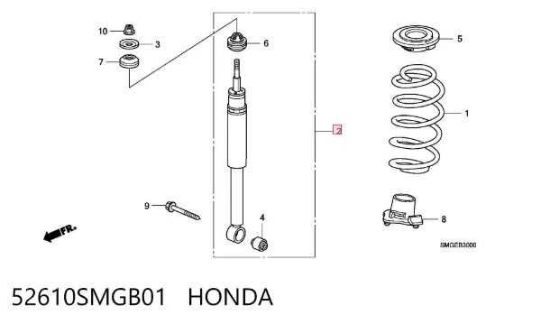 Amortyzator tylny 52610SMGB01 Honda