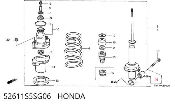 Amortyzator tylny 52611S5SG06 Honda