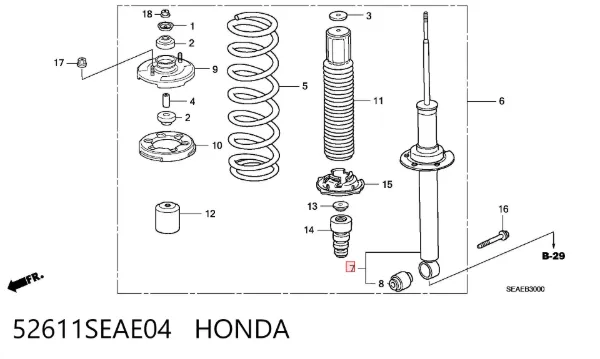 Amortyzator tylny 52611SEAE04 Honda