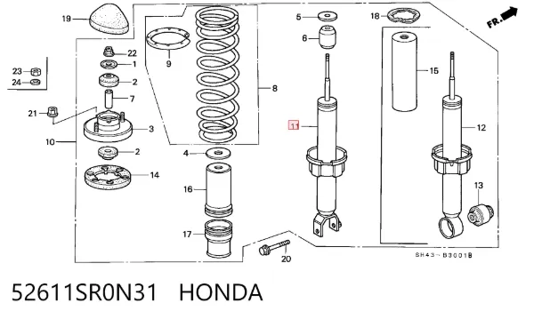 Amortyzator tylny 52611SR0N31 Honda