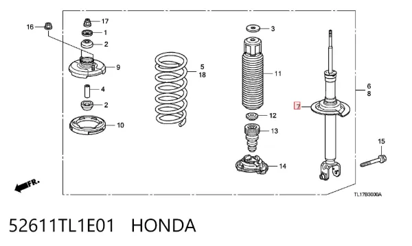 Amortyzator tylny 52611TL1E01 Honda