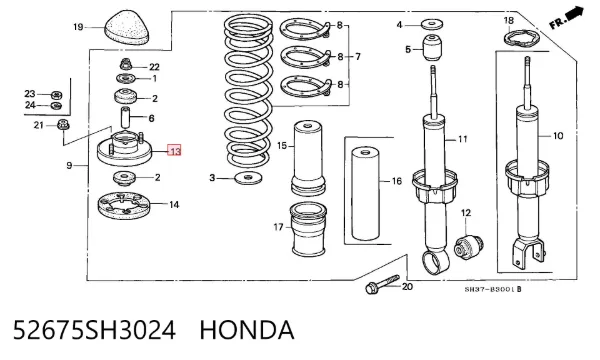 Poduszka amortyzatora tylnego 52675SH3024 Honda