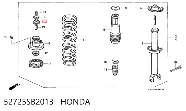 Tuleja trzpienia amortyzatora tylnego 52725SB2013 Honda