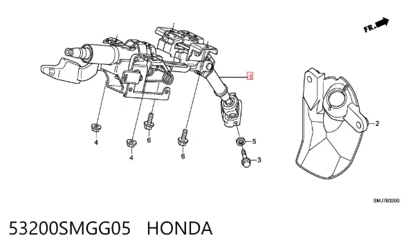 Kolumna (wał) kierownicza (kierownicy) 53200SMGG05 Honda
