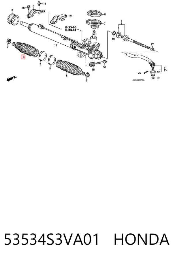Osłona mechanizmu kierowniczego (maglownicy) Honda Pilot I