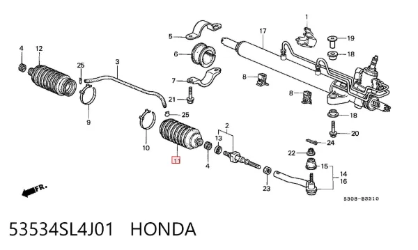Osłona mechanizmu kierowniczego (maglownicy) 53534SL4J01 Honda