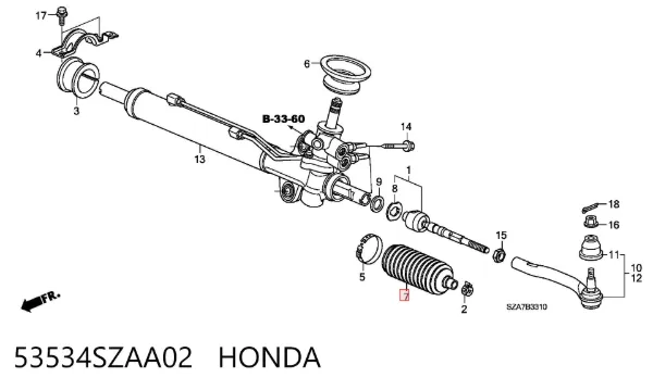 Osłona mechanizmu kierowniczego (maglownicy) Honda Pilot II