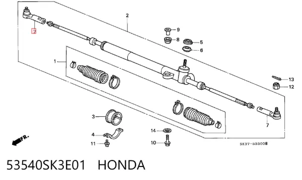 Końcówka drążka kierowniczego zewnętrzna 53540SK3E01 Honda