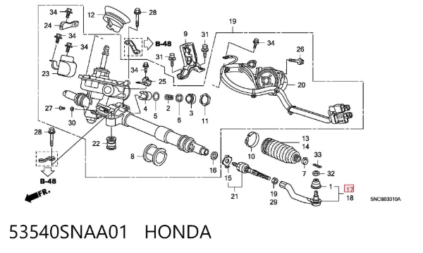Końcówka drążka kierowniczego zewnętrzna 53540SNAA01 Honda