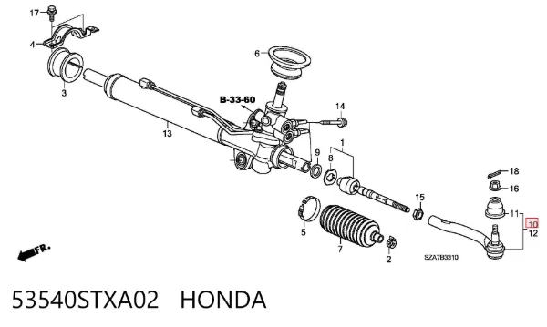 Końcówka drążka kierowniczego zewnętrzna 53540STXA02 Honda