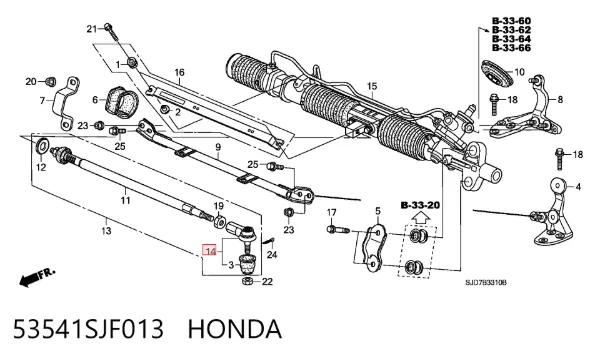 Końcówka drążka kierowniczego zewnętrzna 53541SJF013 Honda