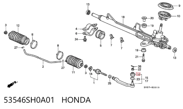 Osłona końcówki kierowniczej 53546SH0A01 Honda
