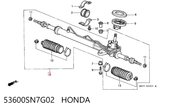 Listwa kierownicza (maglownica) 53600SN7G02 Honda
