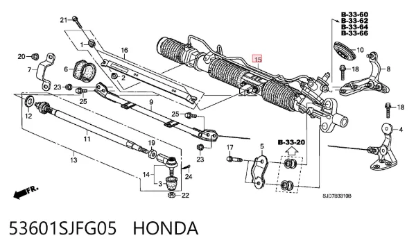 Listwa kierownicza (maglownica) 53601SJFG05 Honda