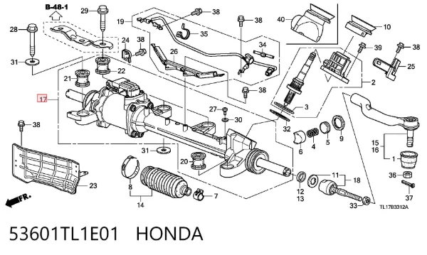 Listwa kierownicza (maglownica) 53601TL1E01 Honda