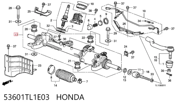 Listwa kierownicza (maglownica) 53601TL1E03 Honda