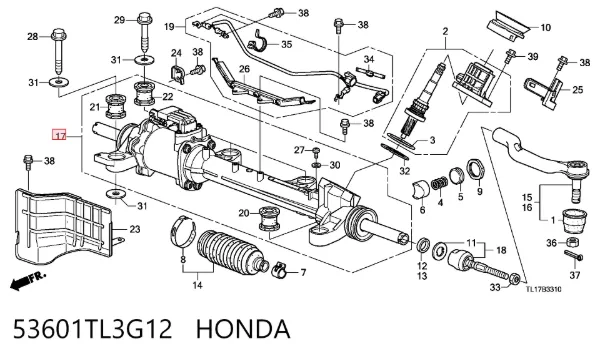 Listwa kierownicza (maglownica) 53601TL3G12 Honda