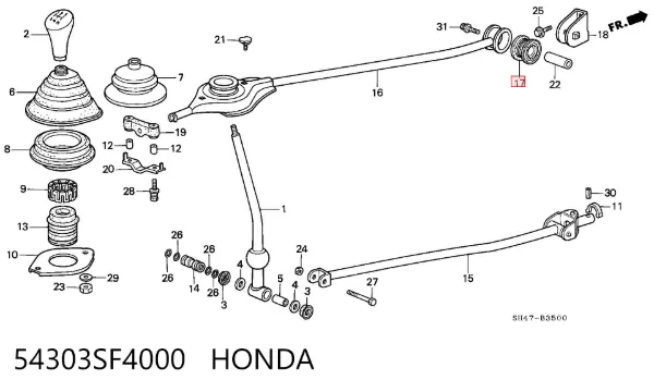 Tuleja mechanizmu zmiany biegów 54303SF4000 Honda
