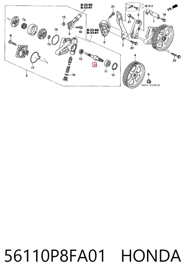 Pompa wspomagania hydraulicznego kierownicy 56110P8FA01 Honda