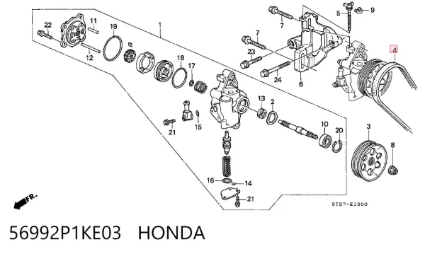 Pas napędowy mechanizmów 56992P1KE03 Honda