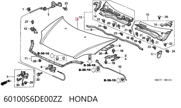 Maska silnika Honda Civic VII