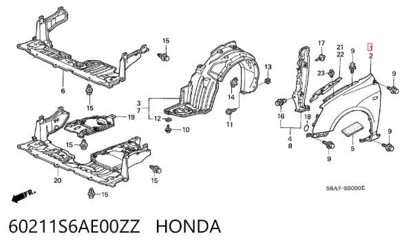 Błotnik przedni prawy Honda Civic VII