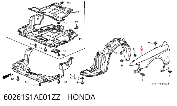 Błotnik przedni lewy Honda Accord VI