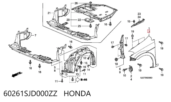 Błotnik przedni lewy Honda FR-V BE